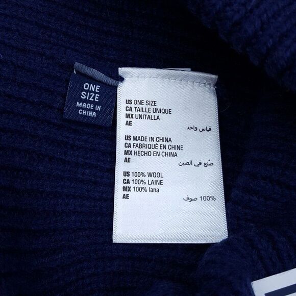 CLUB ROOM Mens Beanie Hat Blue 100% Wool Ribbed Cuffed Stretch Knit Winter - Picture 2 of 4